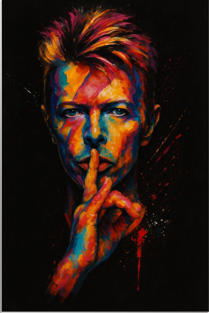 Štampa na slikarskom platnu navučena na blind ram - motiv Bowie