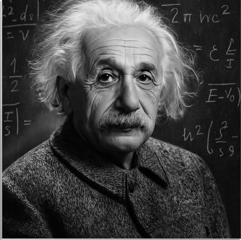 Štampa na slikarskom platnu navučena na blind ram - motiv Albert Ajnštajn