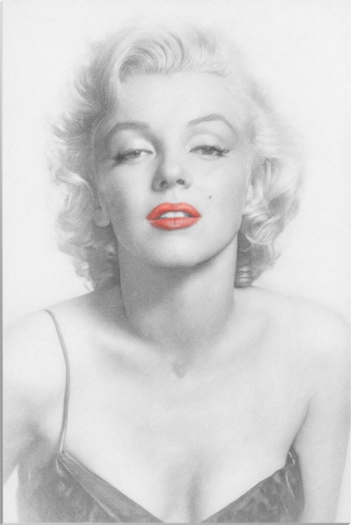 Štampa na slikarskom platnu navučena na blind ram - motiv Merlin Monro