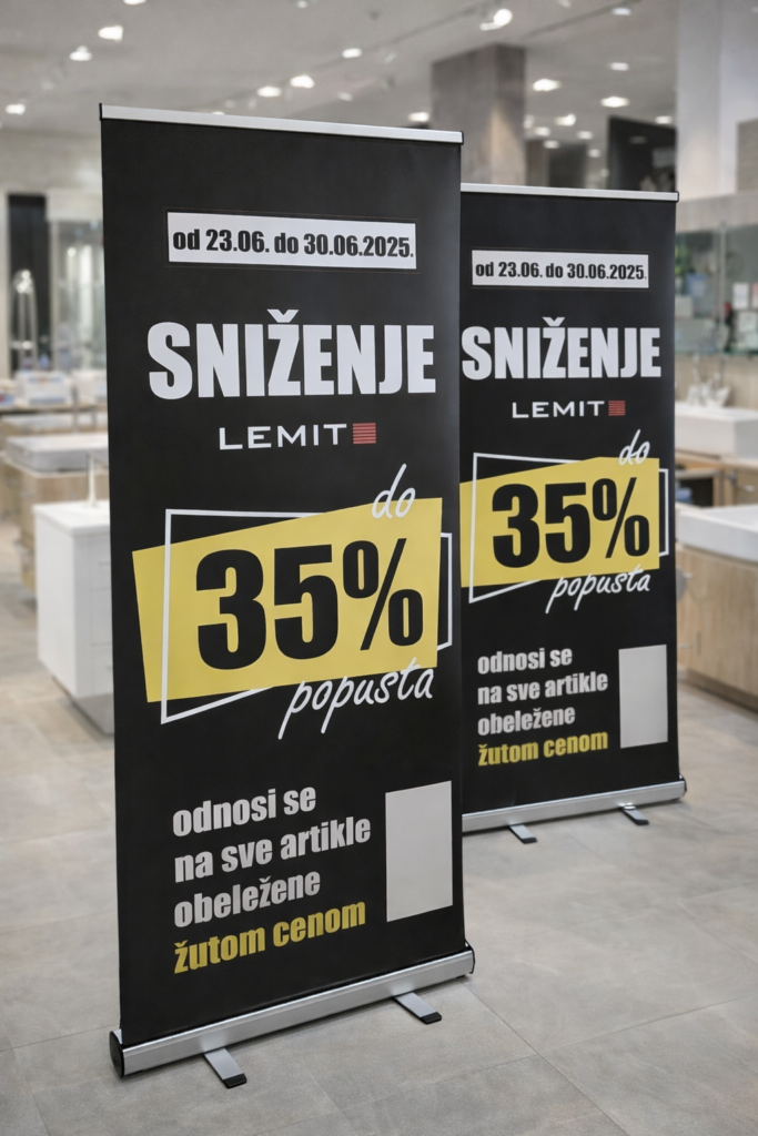 Roll up baner u prodavnici keramike za kupatila